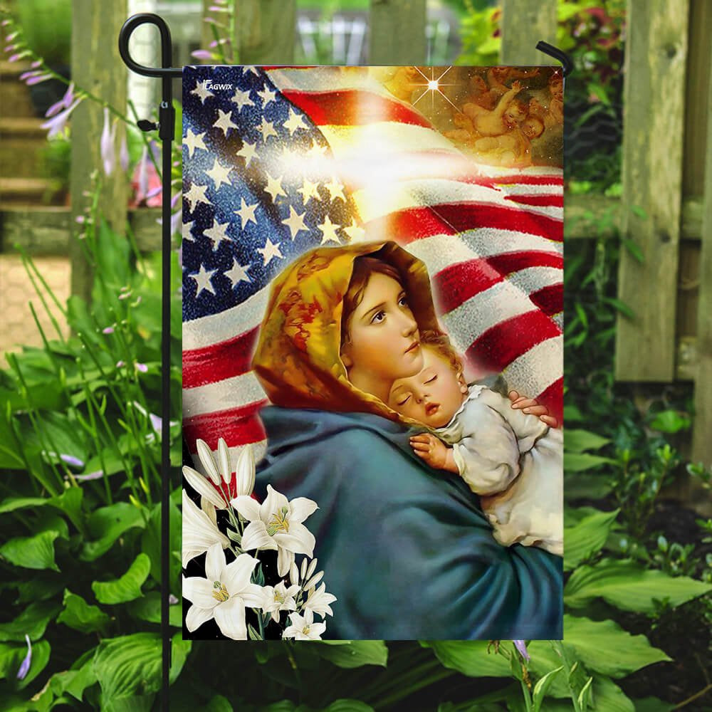 Christian Garden Flags, Virgin Mary and Jesus Flag, Christian House Flags, Christian Cross Flag, Faith Flag