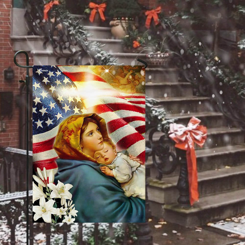 Christian Garden Flags, Virgin Mary and Jesus Flag, Christian House Flags, Christian Cross Flag, Faith Flag