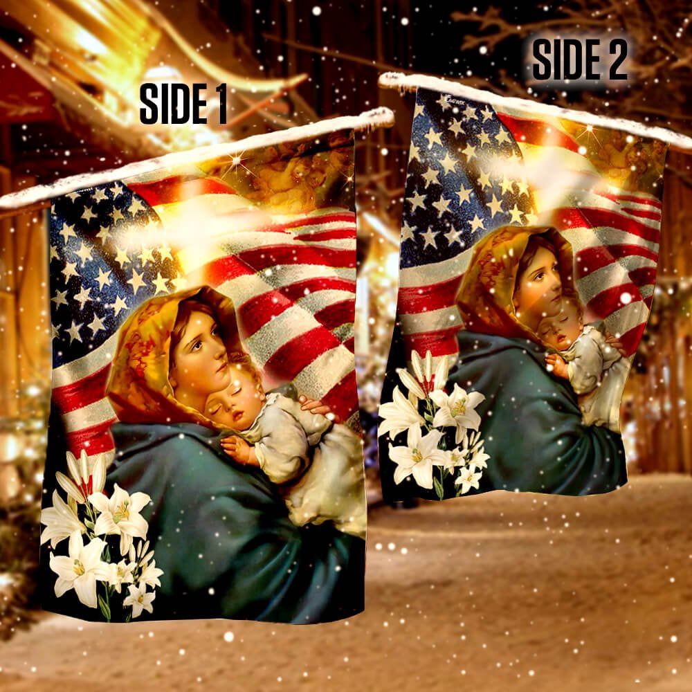 Christian Garden Flags, Virgin Mary and Jesus Flag, Christian House Flags, Christian Cross Flag, Faith Flag