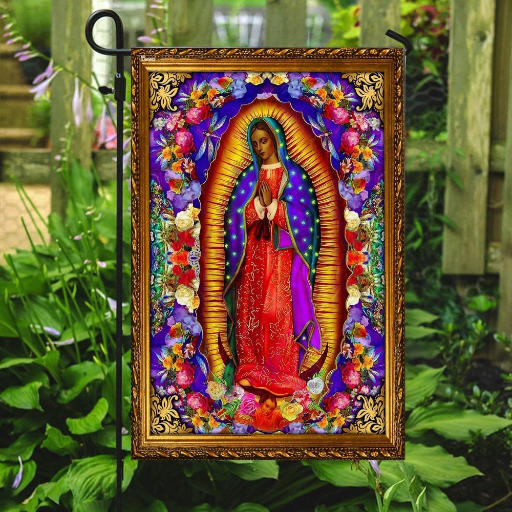 Christian Garden Flags, Virgin of Guadalupe Flag, Christian House Flags, Christian Cross Flag, Faith Flag