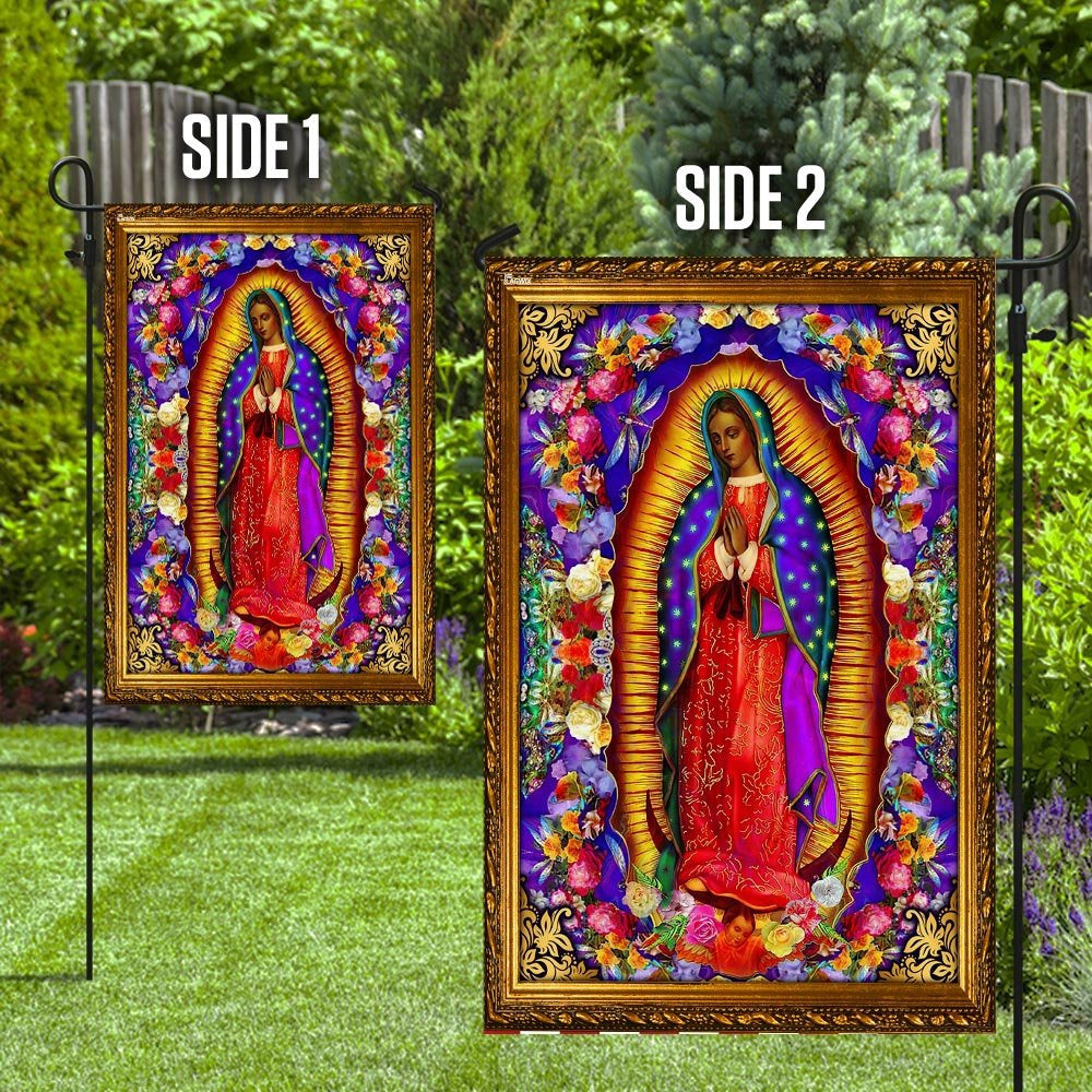 Christian Garden Flags, Virgin of Guadalupe Flag, Christian House Flags, Christian Cross Flag, Faith Flag