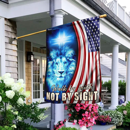 Christian Garden Flags, Walk By Faith Not By Sight Flag, Christian House Flags, Christian Cross Flag, Faith Flag