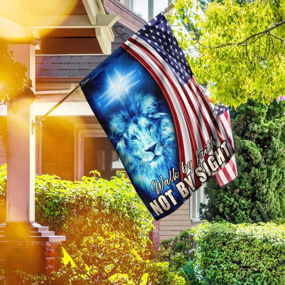 Christian Garden Flags, Walk By Faith Not By Sight Flag, Christian House Flags, Christian Cross Flag, Faith Flag