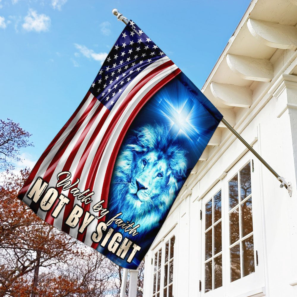 Christian Garden Flags, Walk By Faith Not By Sight Flag, Christian House Flags, Christian Cross Flag, Faith Flag