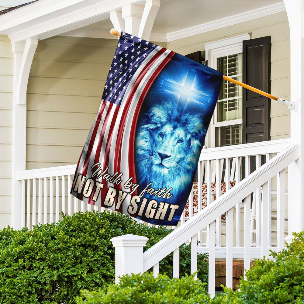 Christian Garden Flags, Walk By Faith Not By Sight Flag, Christian House Flags, Christian Cross Flag, Faith Flag