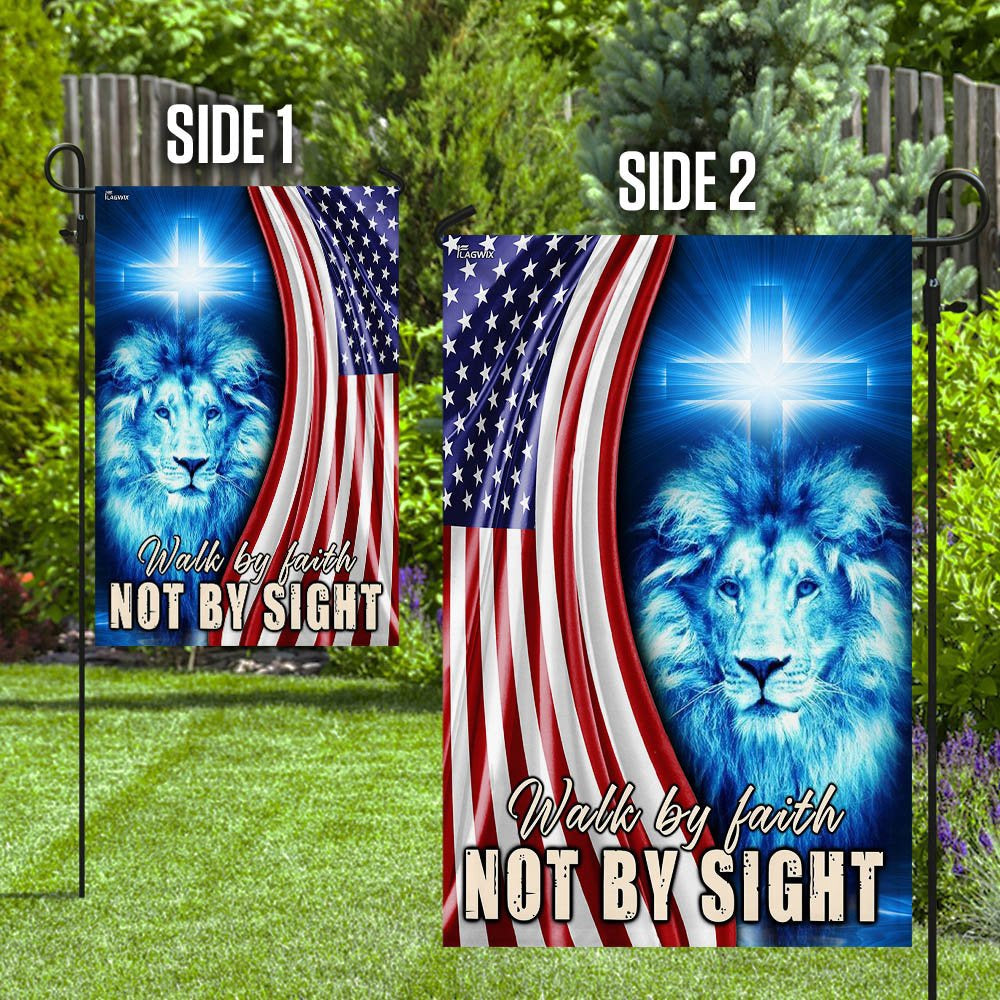 Christian Garden Flags, Walk By Faith Not By Sight Flag, Christian House Flags, Christian Cross Flag, Faith Flag