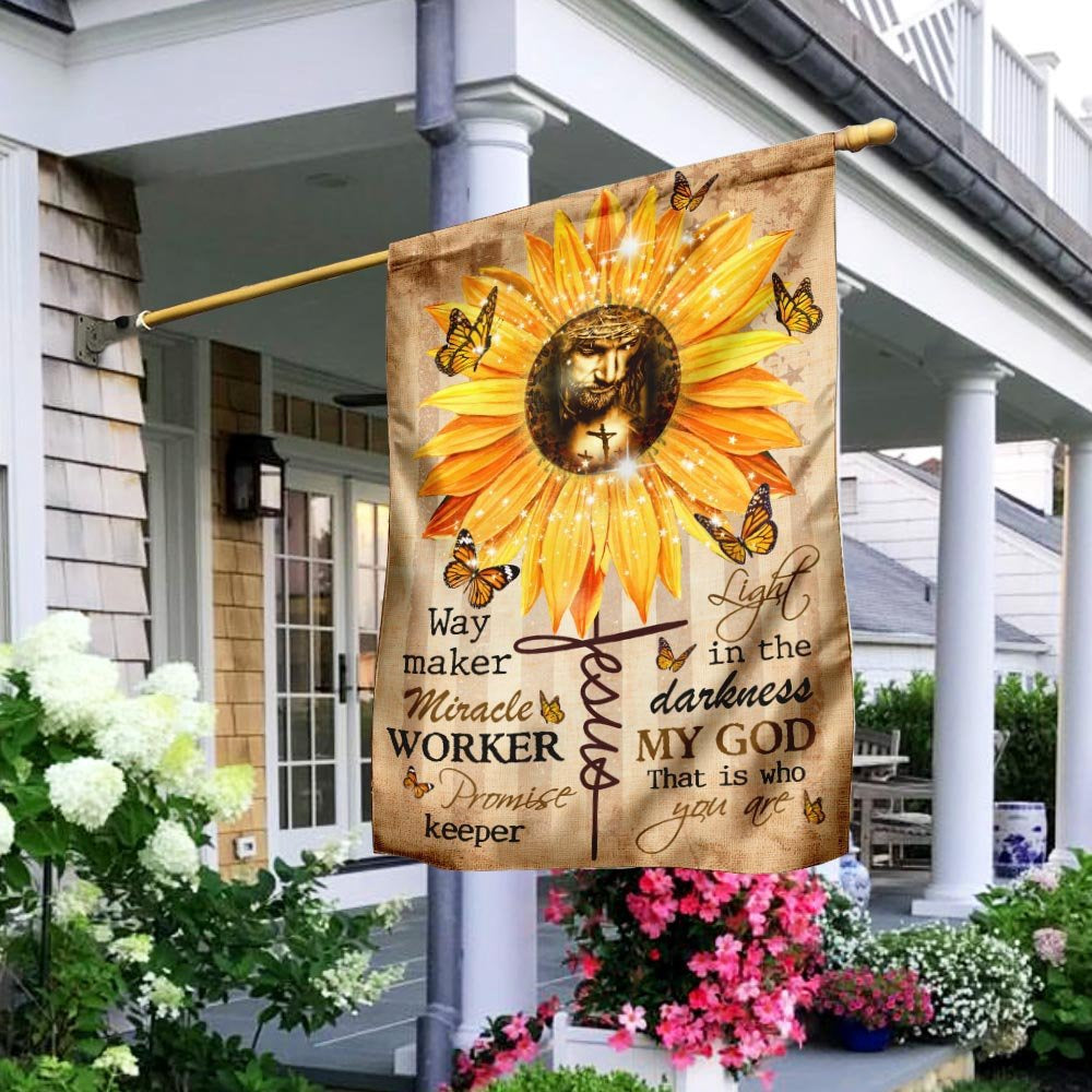 Christian Garden Flags, Way Maker Miracle Worker God Sunflower Flag, Christian House Flags, Christian Cross Flag, Faith Flag