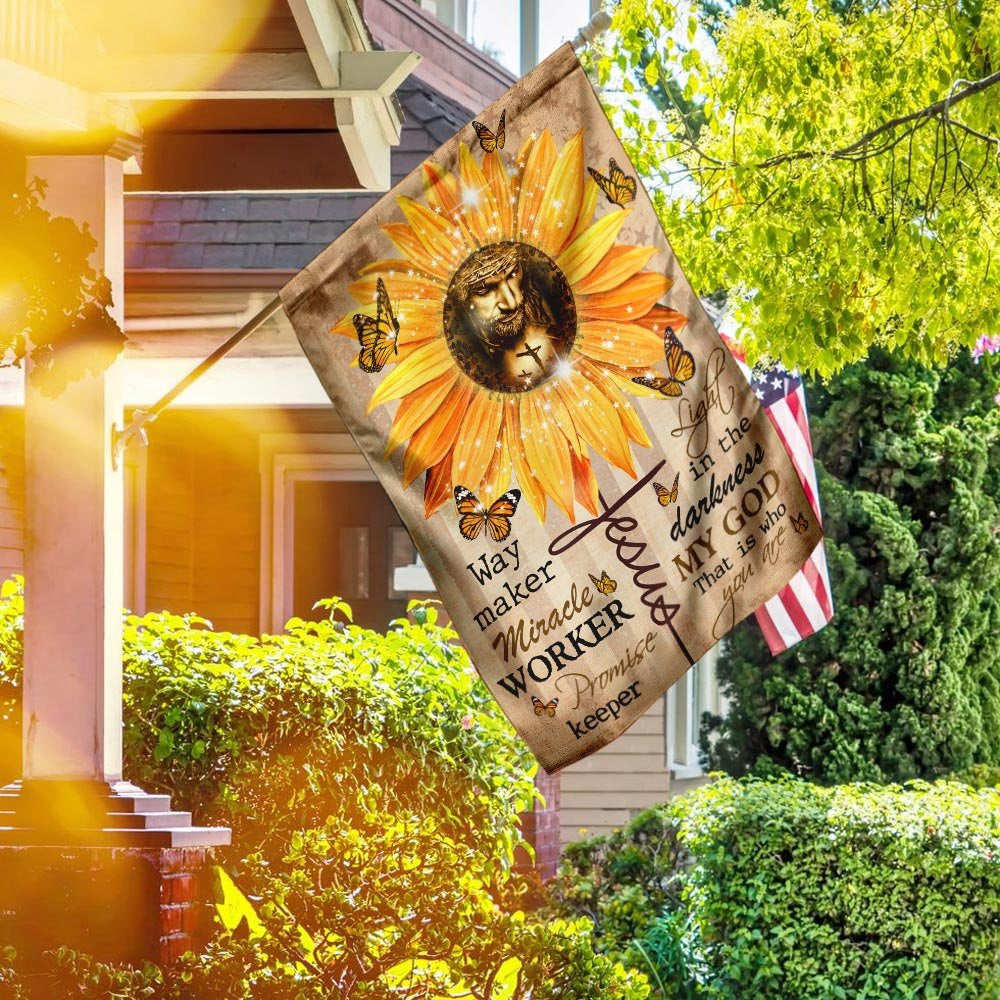 Christian Garden Flags, Way Maker Miracle Worker God Sunflower Flag, Christian House Flags, Christian Cross Flag, Faith Flag