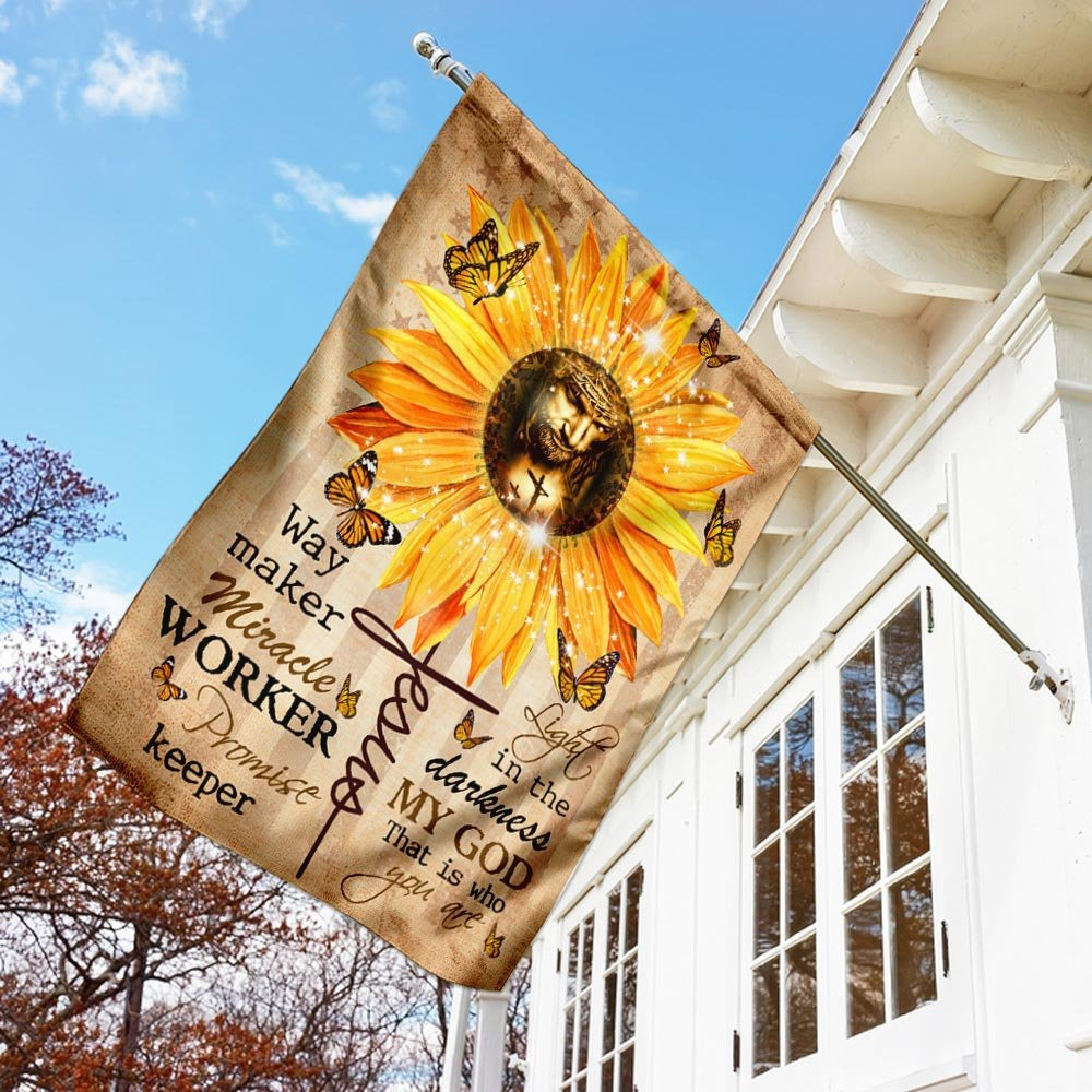 Christian Garden Flags, Way Maker Miracle Worker God Sunflower Flag, Christian House Flags, Christian Cross Flag, Faith Flag