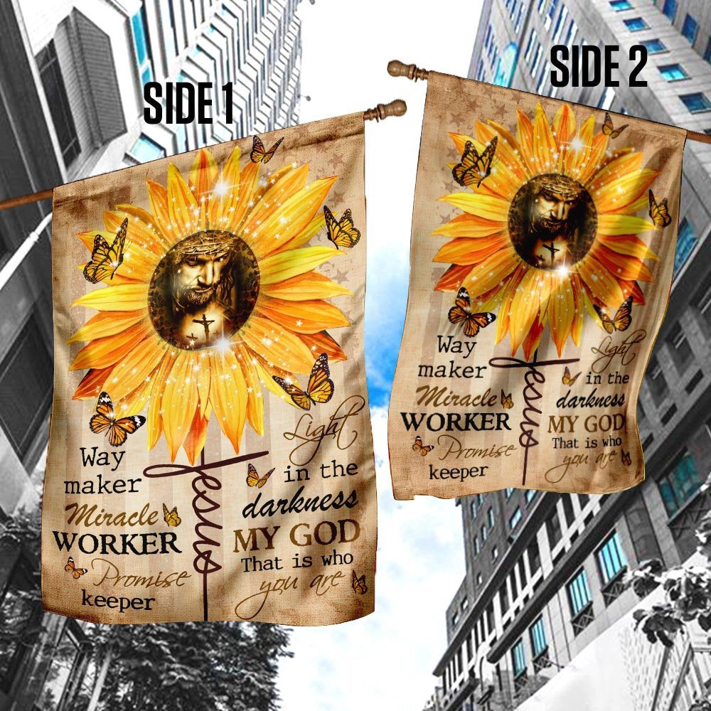 Christian Garden Flags, Way Maker Miracle Worker God Sunflower Flag, Christian House Flags, Christian Cross Flag, Faith Flag