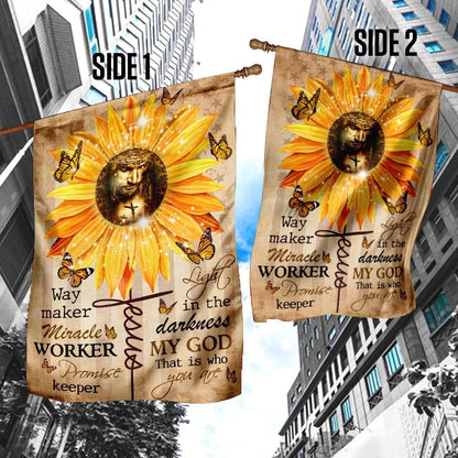 Christian Garden Flags, Way Maker Miracle Worker God Sunflower Flag, Christian House Flags, Christian Cross Flag, Faith Flag