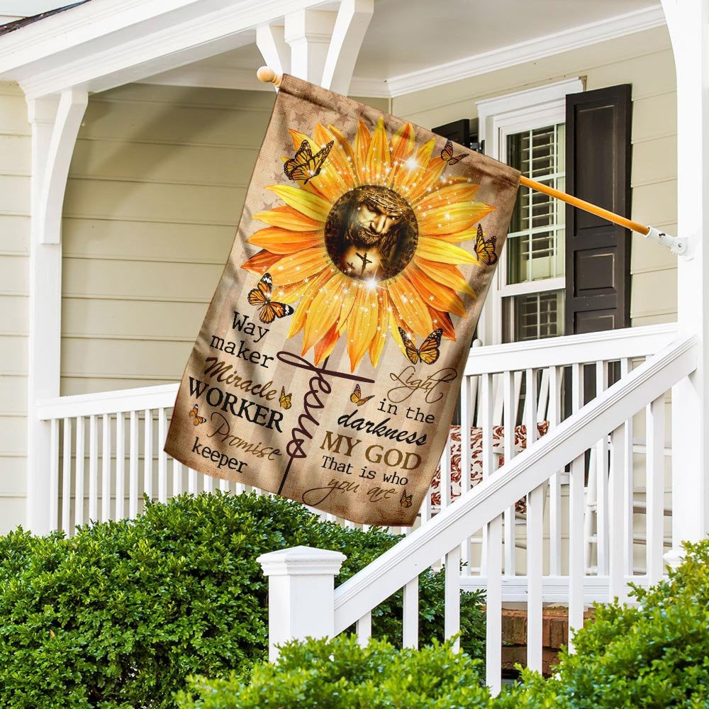 Christian Garden Flags, Way Maker Miracle Worker God Sunflower Flag, Christian House Flags, Christian Cross Flag, Faith Flag