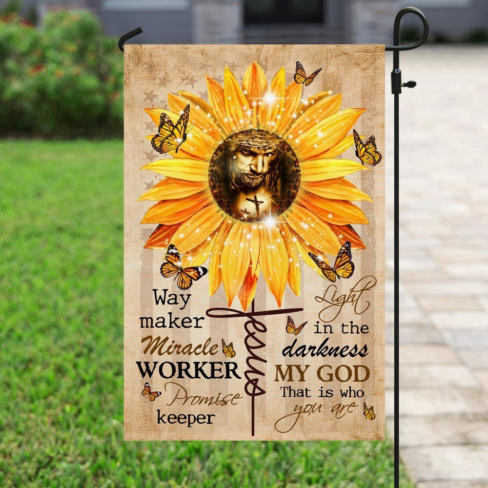 Christian Garden Flags, Way Maker Miracle Worker God Sunflower Flag, Christian House Flags, Christian Cross Flag, Faith Flag