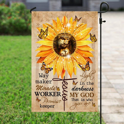 Christian Garden Flags, Way Maker Miracle Worker God Sunflower Flag, Christian House Flags, Christian Cross Flag, Faith Flag