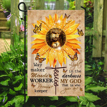 Christian Garden Flags, Way Maker Miracle Worker God Sunflower Flag, Christian House Flags, Christian Cross Flag, Faith Flag