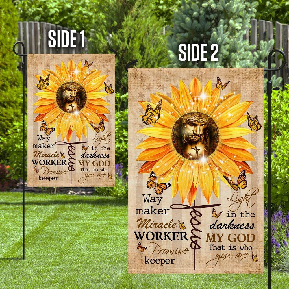 Christian Garden Flags, Way Maker Miracle Worker God Sunflower Flag, Christian House Flags, Christian Cross Flag, Faith Flag