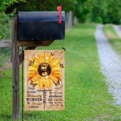 Christian Garden Flags, Way Maker Miracle Worker God Sunflower Flag, Christian House Flags, Christian Cross Flag, Faith Flag