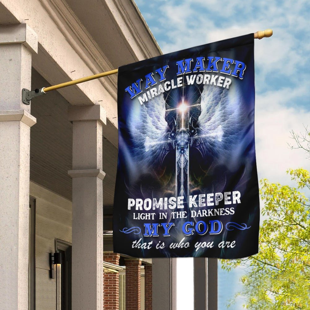 Christian Garden Flags, Way Maker Miracle Worker Promise Keeper Light In The Darkness Flag, Christian House Flags, Christian Cross Flag, Faith Flag