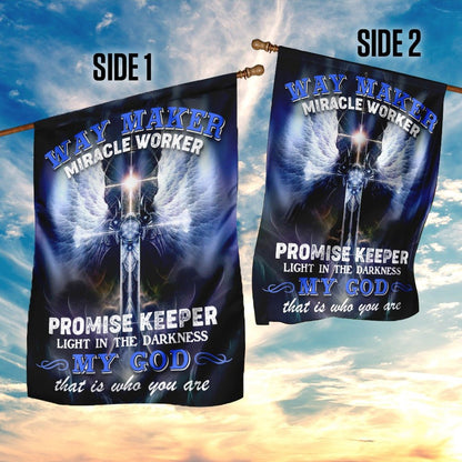 Christian Garden Flags, Way Maker Miracle Worker Promise Keeper Light In The Darkness Flag, Christian House Flags, Christian Cross Flag, Faith Flag