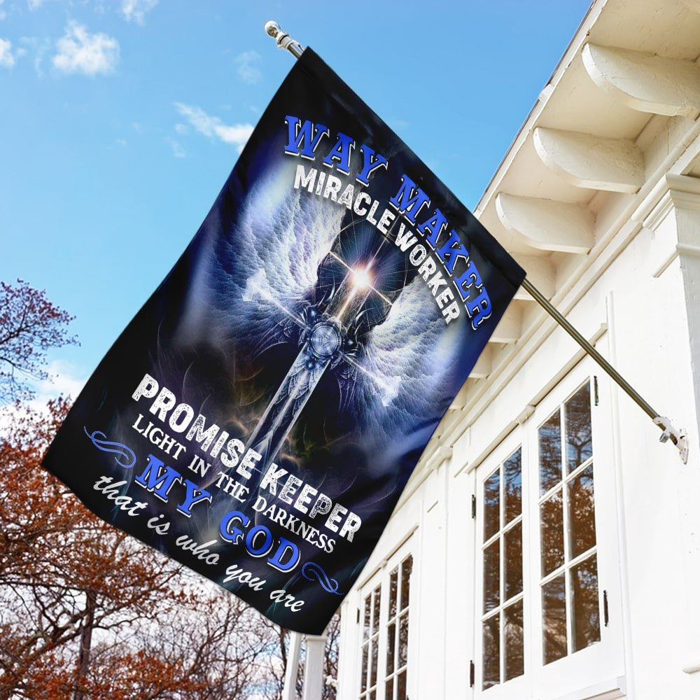 Christian Garden Flags, Way Maker Miracle Worker Promise Keeper Light In The Darkness Flag, Christian House Flags, Christian Cross Flag, Faith Flag