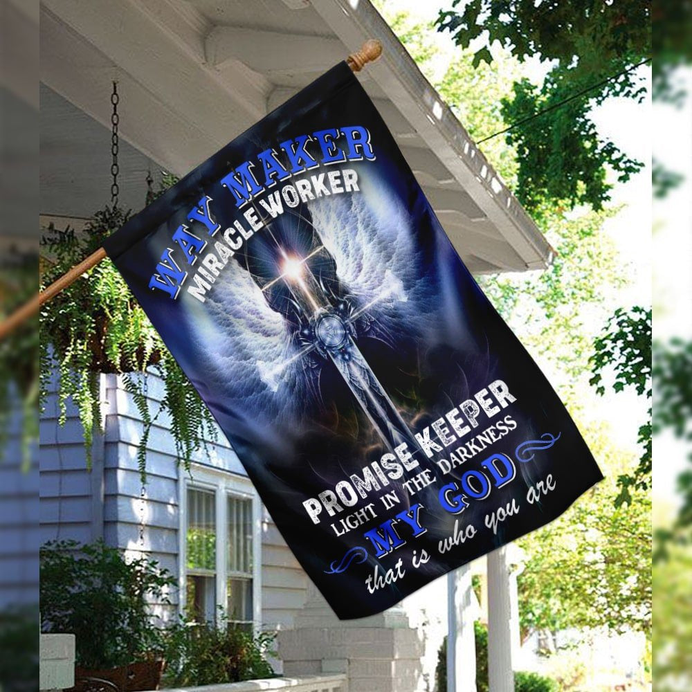 Christian Garden Flags, Way Maker Miracle Worker Promise Keeper Light In The Darkness Flag, Christian House Flags, Christian Cross Flag, Faith Flag