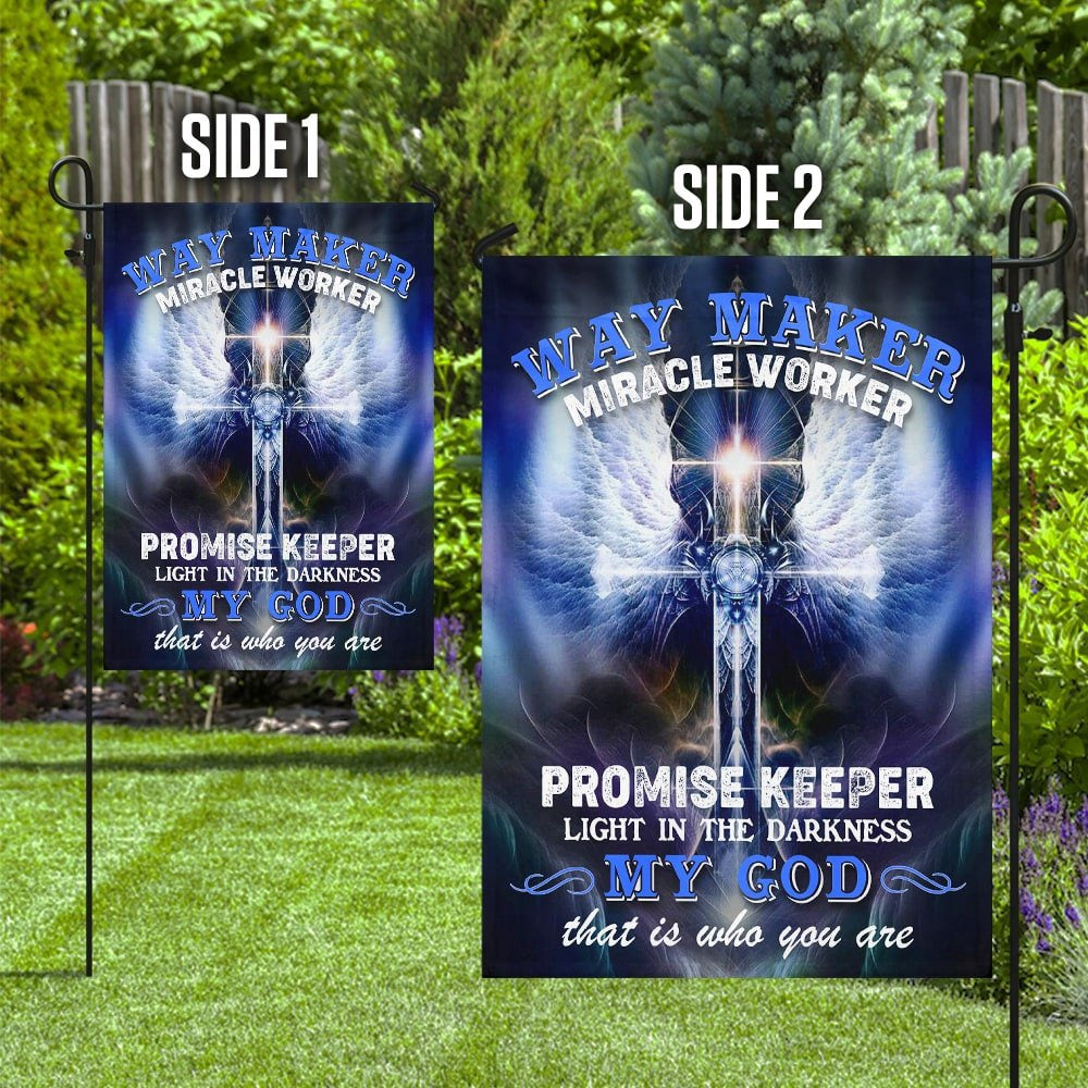 Christian Garden Flags, Way Maker Miracle Worker Promise Keeper Light In The Darkness Flag, Christian House Flags, Christian Cross Flag, Faith Flag