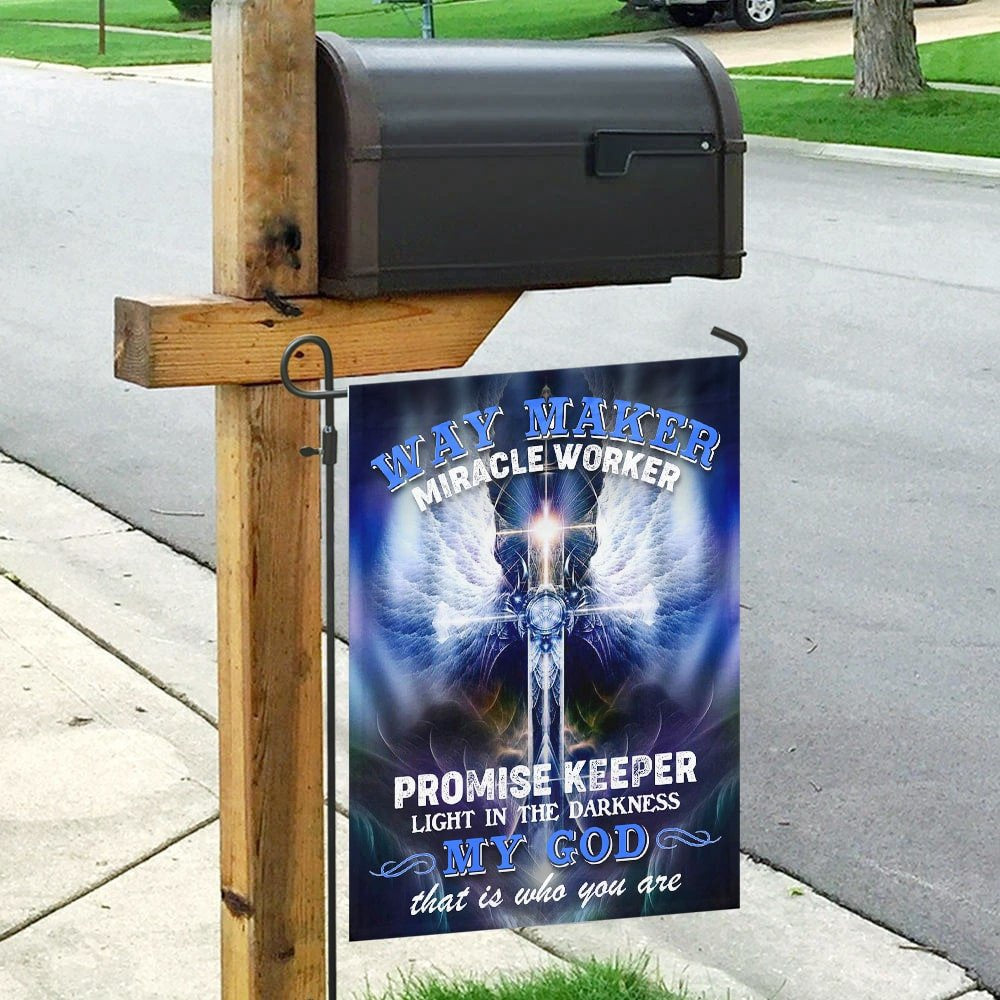 Christian Garden Flags, Way Maker Miracle Worker Promise Keeper Light In The Darkness Flag, Christian House Flags, Christian Cross Flag, Faith Flag