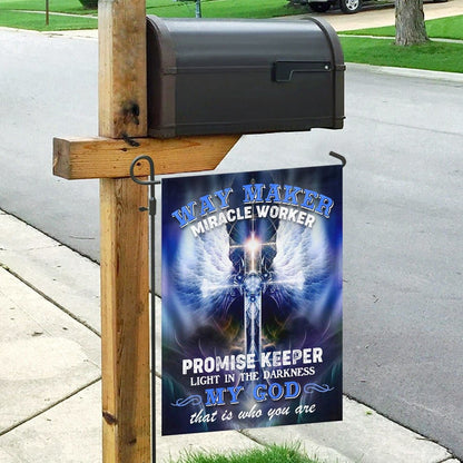 Christian Garden Flags, Way Maker Miracle Worker Promise Keeper Light In The Darkness Flag, Christian House Flags, Christian Cross Flag, Faith Flag