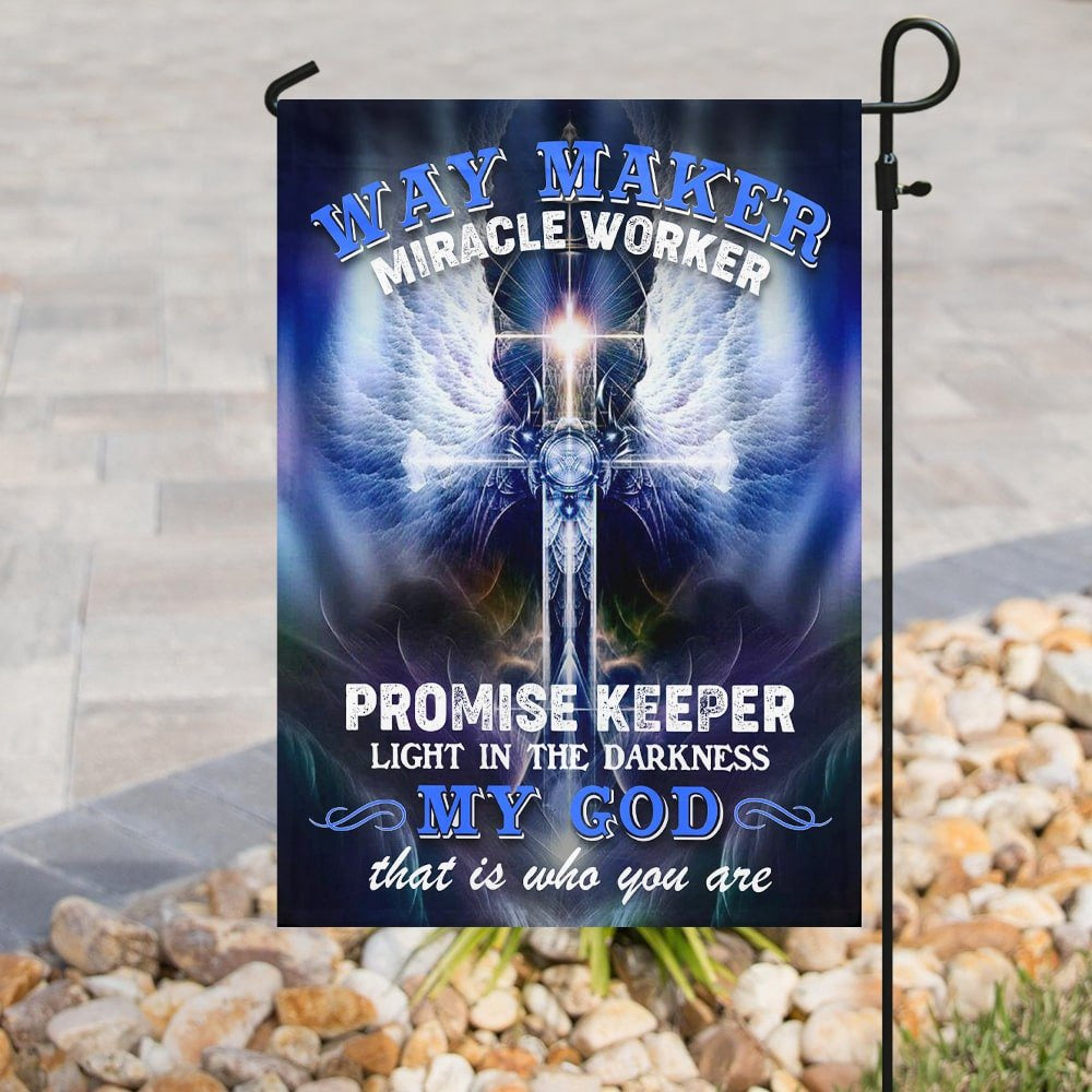 Christian Garden Flags, Way Maker Miracle Worker Promise Keeper Light In The Darkness Flag, Christian House Flags, Christian Cross Flag, Faith Flag