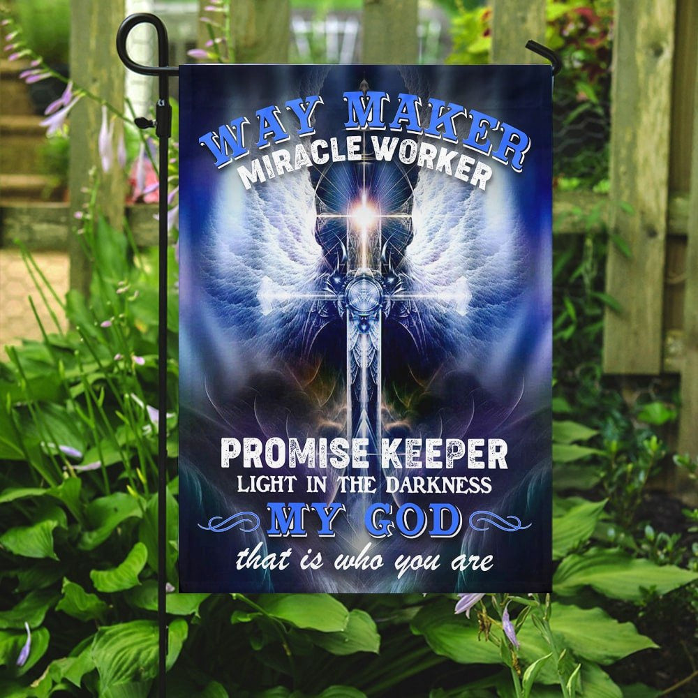Christian Garden Flags, Way Maker Miracle Worker Promise Keeper Light In The Darkness Flag, Christian House Flags, Christian Cross Flag, Faith Flag