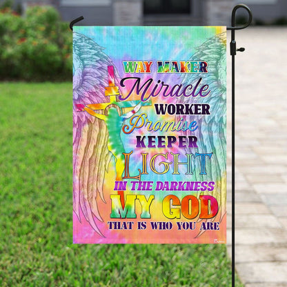 Christian Garden Flags, Way Maker Miracle Worker Promise Keeper Light In The Darkness My God Flag, Christian House Flags, Faith Flag