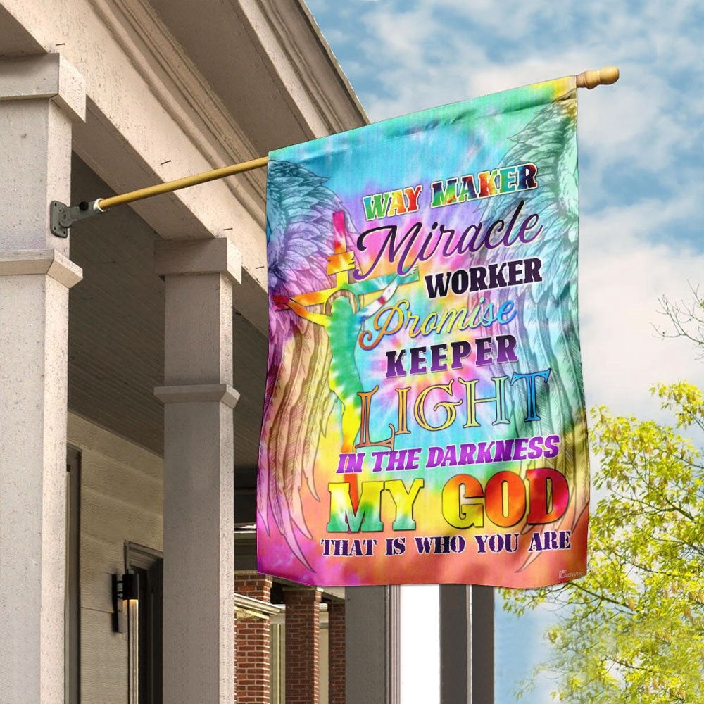Christian Garden Flags, Way Maker Miracle Worker Promise Keeper Light In The Darkness My God Flag, Christian House Flags, Faith Flag