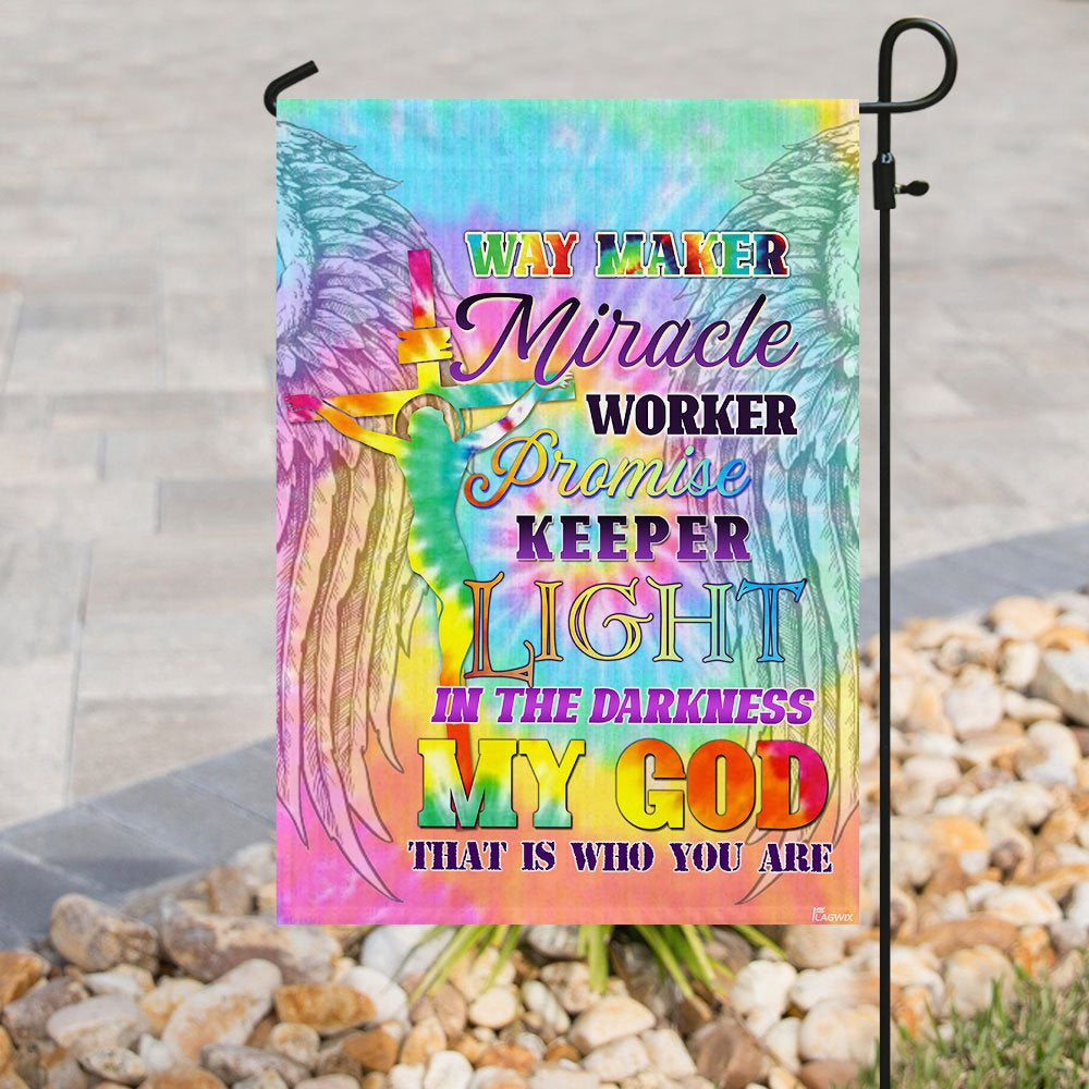 Christian Garden Flags, Way Maker Miracle Worker Promise Keeper Light In The Darkness My God Flag, Christian House Flags, Faith Flag