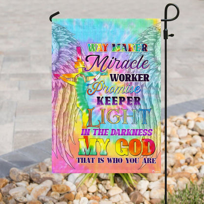 Christian Garden Flags, Way Maker Miracle Worker Promise Keeper Light In The Darkness My God Flag, Christian House Flags, Faith Flag