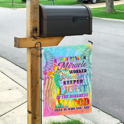 Christian Garden Flags, Way Maker Miracle Worker Promise Keeper Light In The Darkness My God Flag, Christian House Flags, Faith Flag