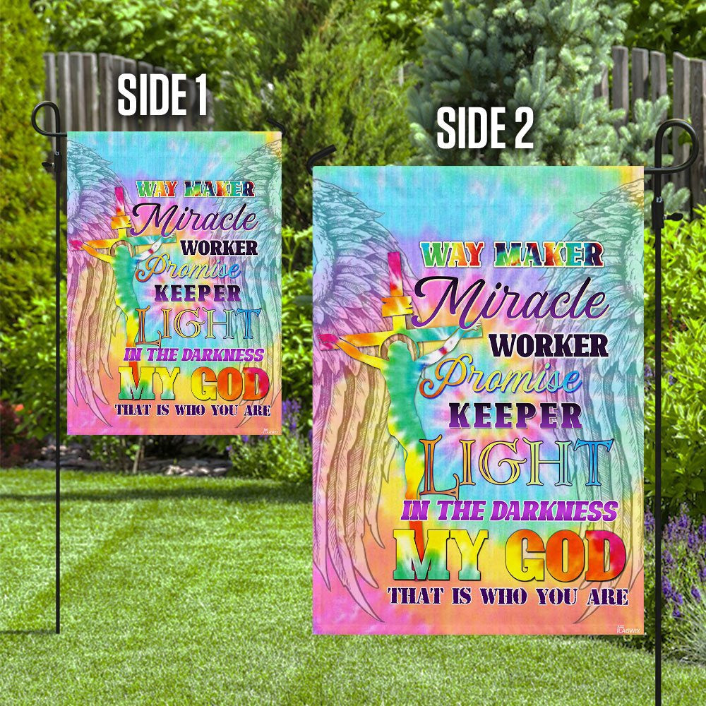 Christian Garden Flags, Way Maker Miracle Worker Promise Keeper Light In The Darkness My God Flag, Christian House Flags, Faith Flag