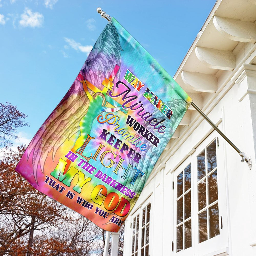 Christian Garden Flags, Way Maker Miracle Worker Promise Keeper Light In The Darkness My God Flag, Christian House Flags, Faith Flag