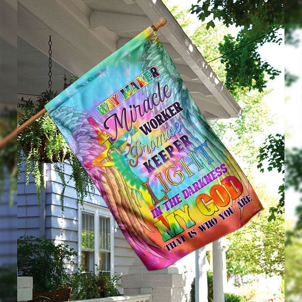 Christian Garden Flags, Way Maker Miracle Worker Promise Keeper Light In The Darkness My God Flag, Christian House Flags, Faith Flag