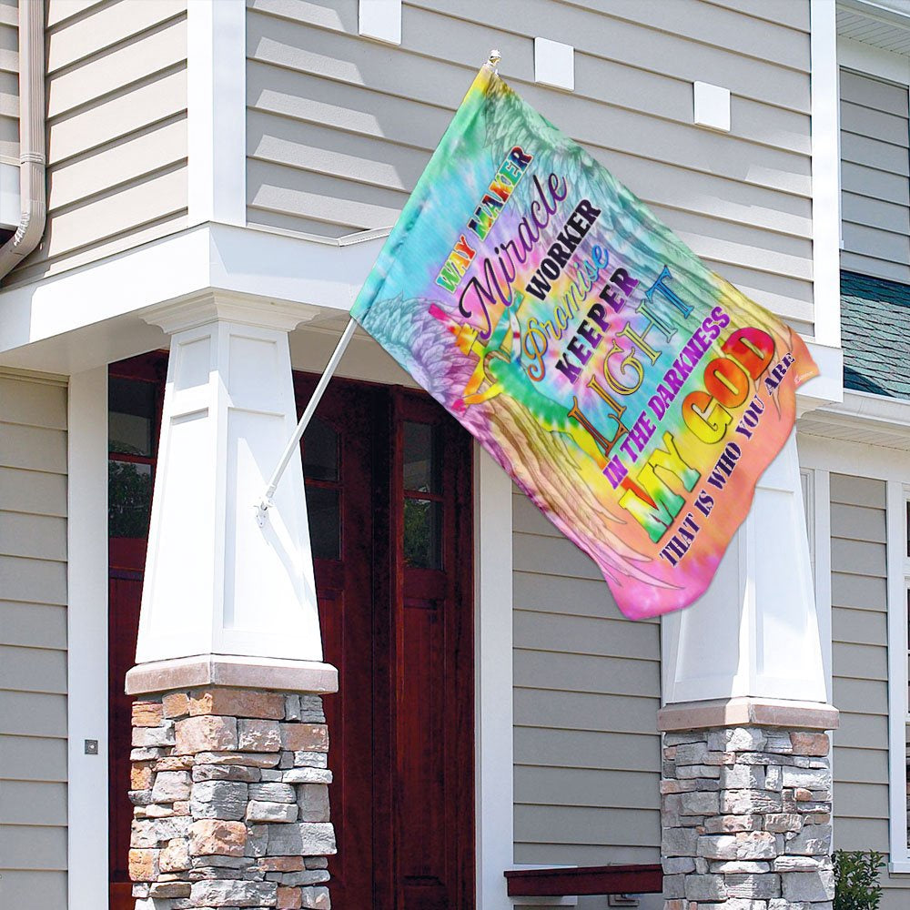 Christian Garden Flags, Way Maker Miracle Worker Promise Keeper Light In The Darkness My God Flag, Christian House Flags, Faith Flag