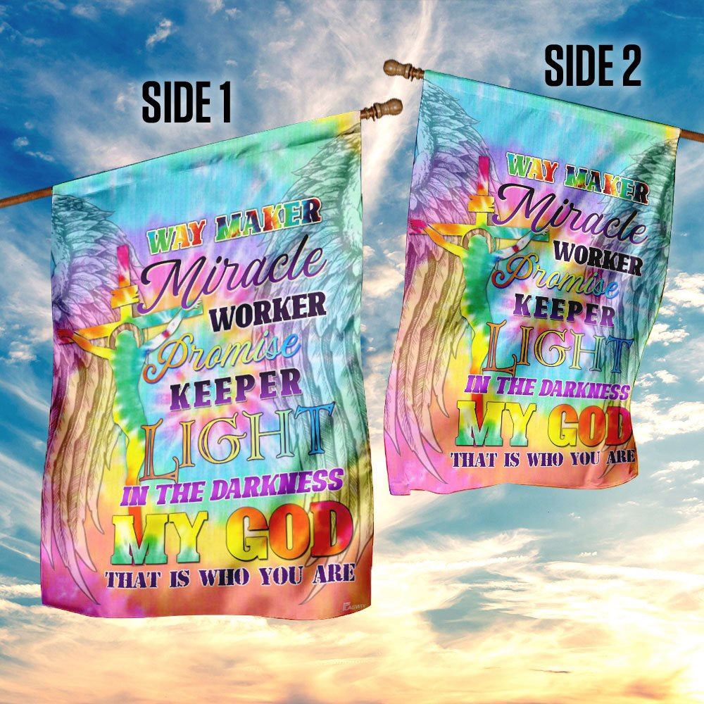 Christian Garden Flags, Way Maker Miracle Worker Promise Keeper Light In The Darkness My God Flag, Christian House Flags, Faith Flag