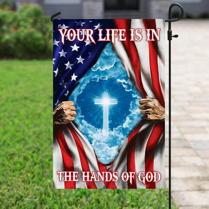 Christian Garden Flags, Your Life Is In The Hands Of God American US Flag, Christian House Flags, Christian Cross Flag, Faith Flag