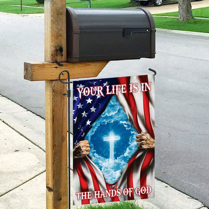 Christian Garden Flags, Your Life Is In The Hands Of God American US Flag, Christian House Flags, Christian Cross Flag, Faith Flag