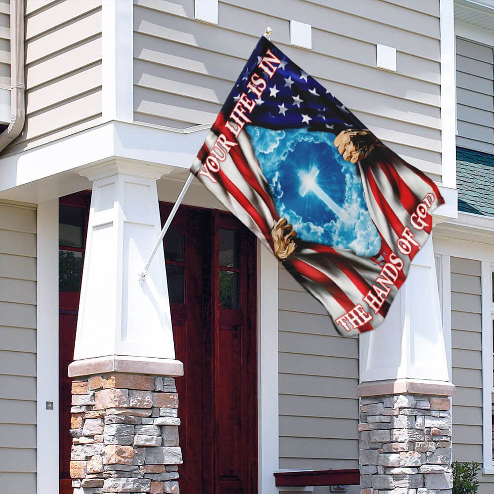 Christian Garden Flags, Your Life Is In The Hands Of God American US Flag, Christian House Flags, Christian Cross Flag, Faith Flag