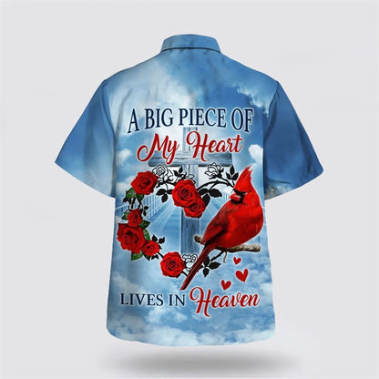 Christian Hawaiian Shirt, A Big Piece Of My Heart Lives In Heaven Cadinal Hawaiian Shirt, Christian Aloha Shirt