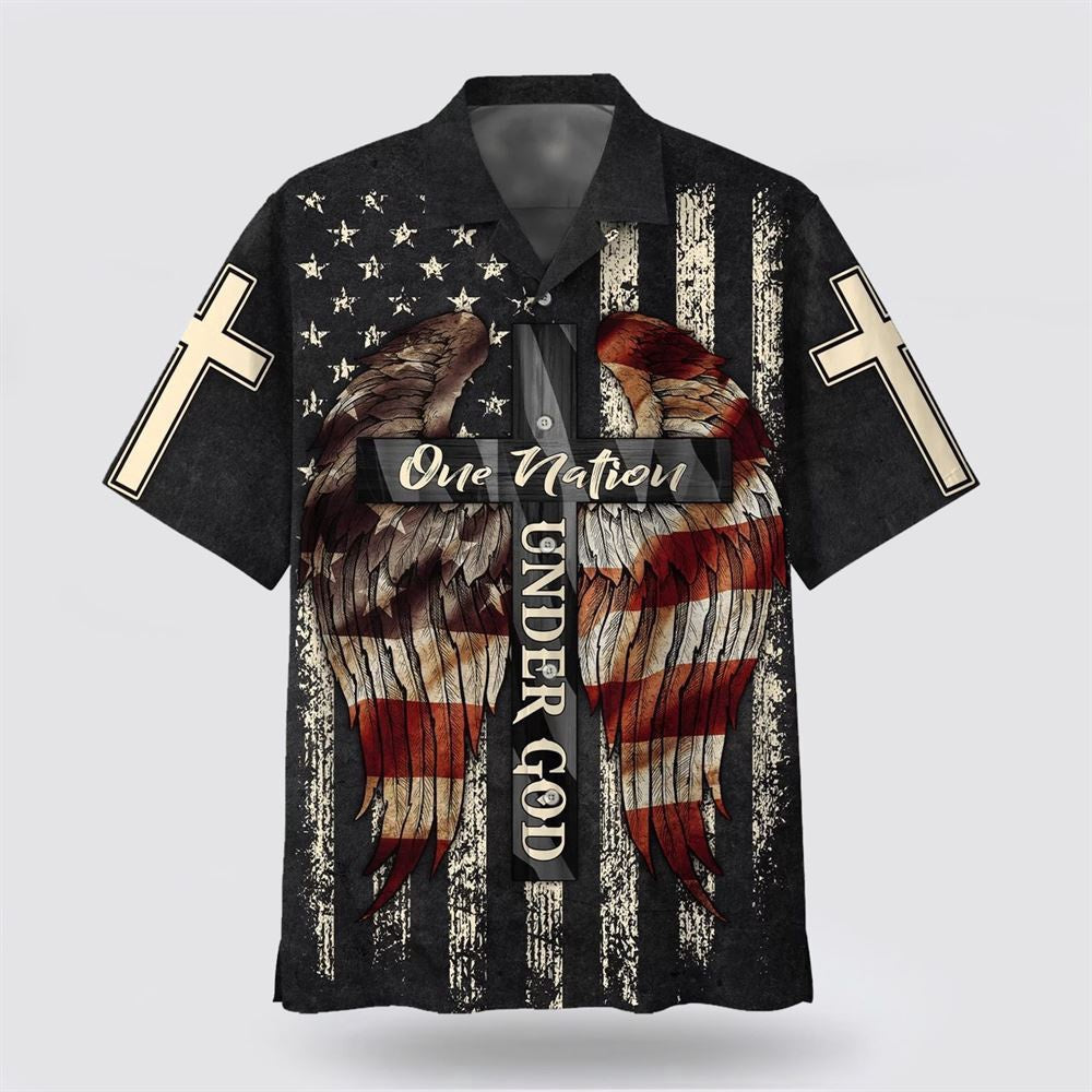 Christian Hawaiian Shirt, Christ Cross Wings One Nation Under God Hawaiian Shirt, Christian Aloha Shirt