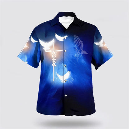 Christian Hawaiian Shirt, Christian Cross And White Doves Hawaiian Shirt, Christian Aloha Shirt