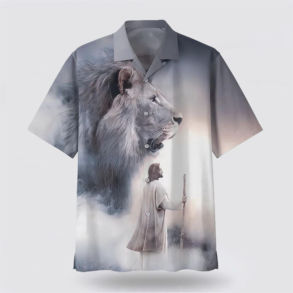 Christian Hawaiian Shirt, Christian Jesus Lion Hawaiian Shirt, Christian Aloha Shirt
