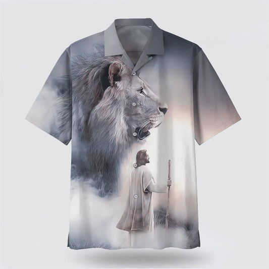 Christian Hawaiian Shirt, Christian Jesus Lion Hawaiian Shirt, Christian Aloha Shirt