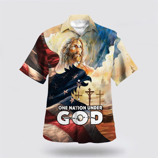 Christian Hawaiian Shirt, Face Of Jesus One Nation Under God Hawaiian Shirt, Christian Aloha Shirt