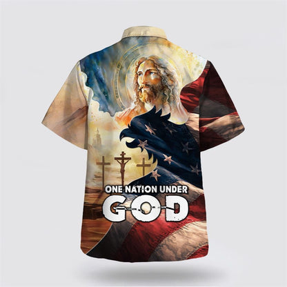 Christian Hawaiian Shirt, Face Of Jesus One Nation Under God Hawaiian Shirt, Christian Aloha Shirt